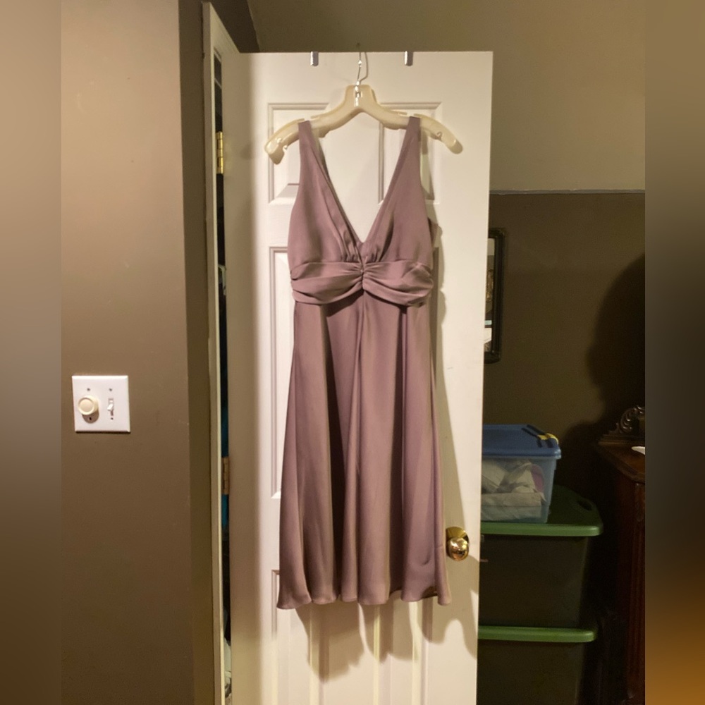 David's Bridal Elegant Latte MIDI length size 12 dress.
